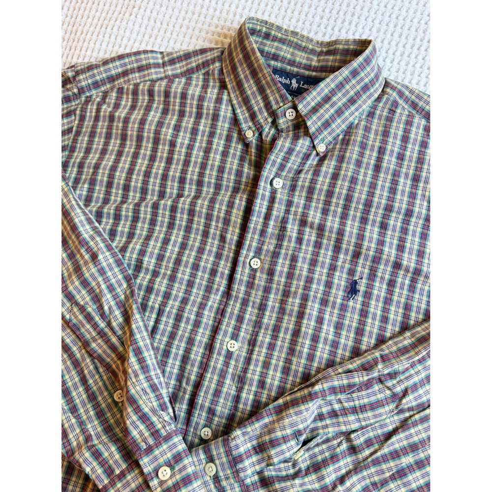 Vintage Polo Ralph Lauren Blake Shirt Mens Medium Plaid Button Down Long Sleeve